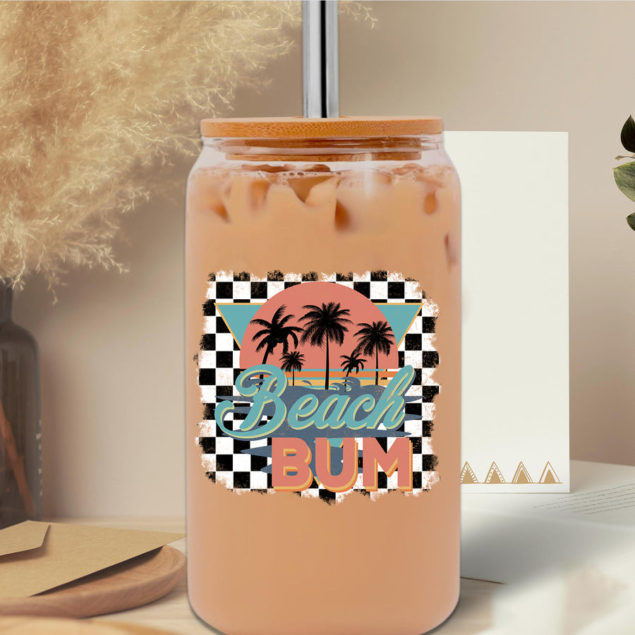Beach Bum Glass Can Tumbler
