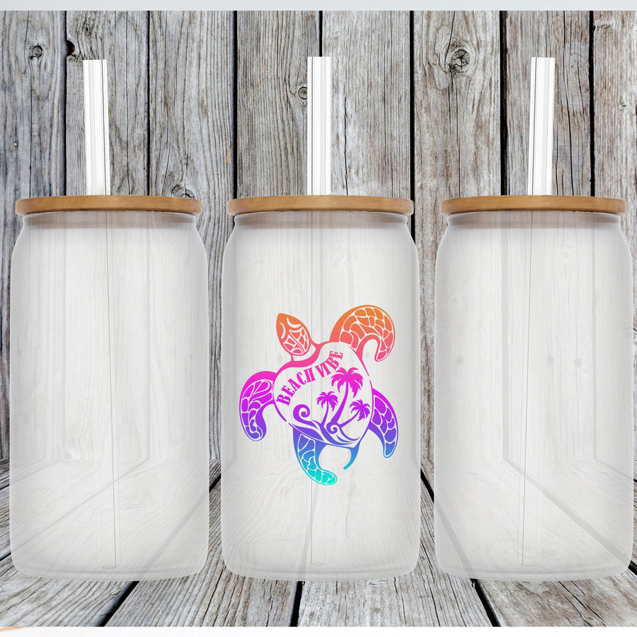 Beach Vibe Glass Can Tumbler