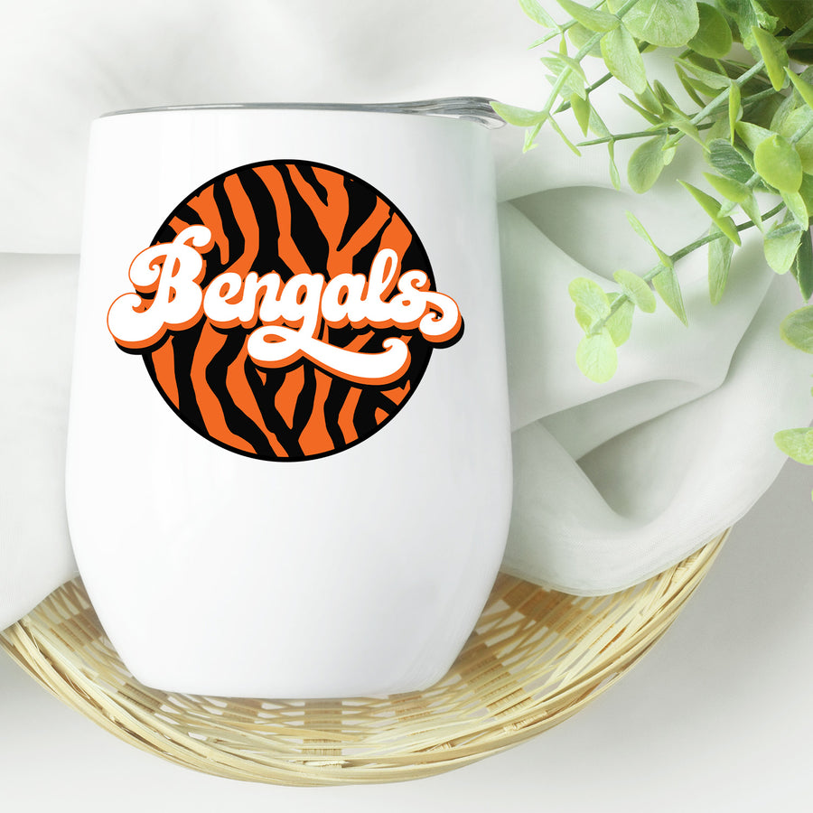 Bengals Retro Print Wine Tumbler