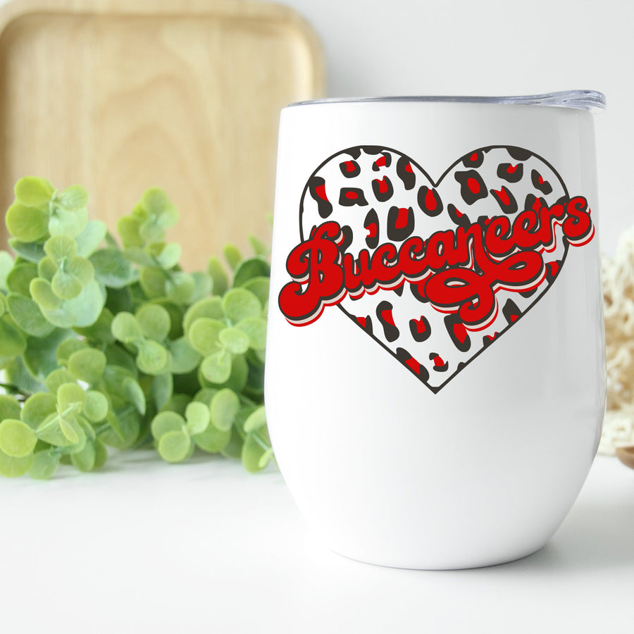 Buccaneers Leopard Heart Wine Tumbler