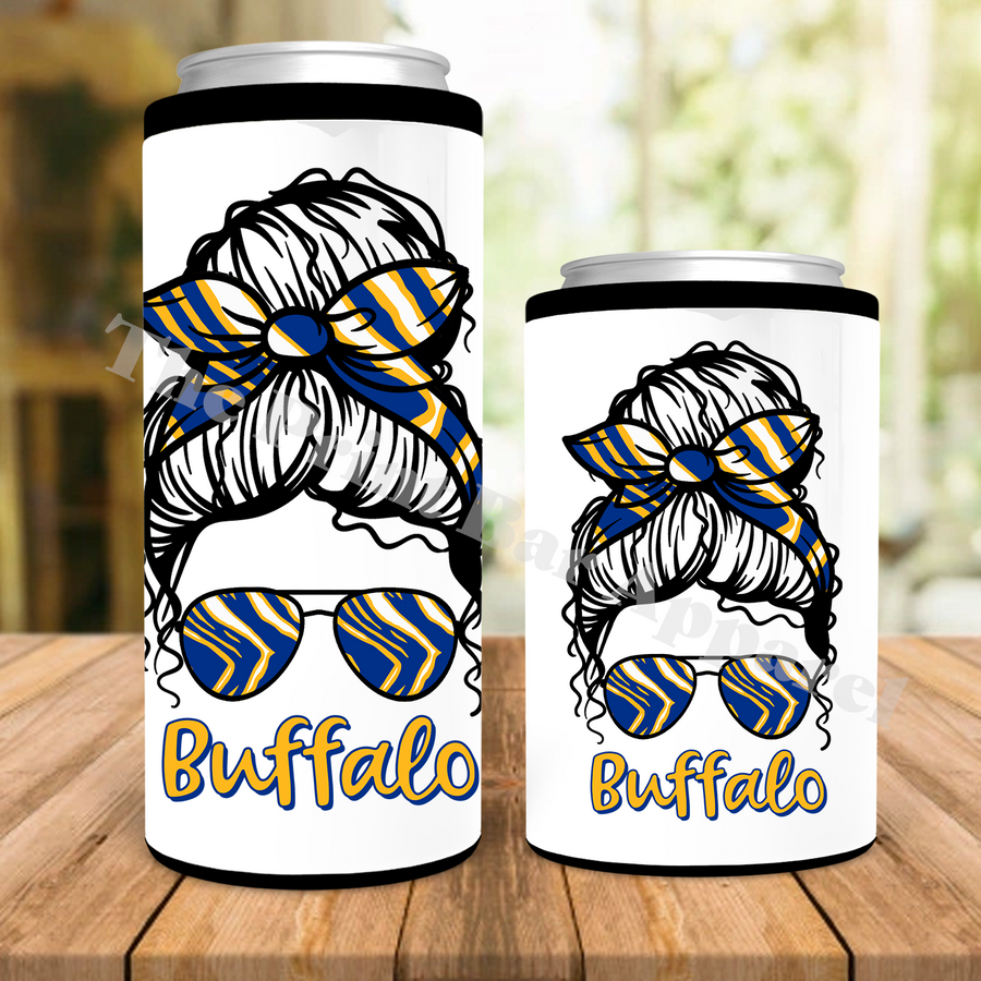 Buffalo Hockey Zubaz Messy Bun Can Cooler