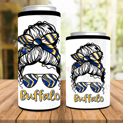 Buffalo Hockey Zubaz Messy Bun Can Cooler