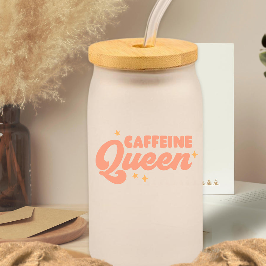 Caffeine Queen Glass Can Tumbler
