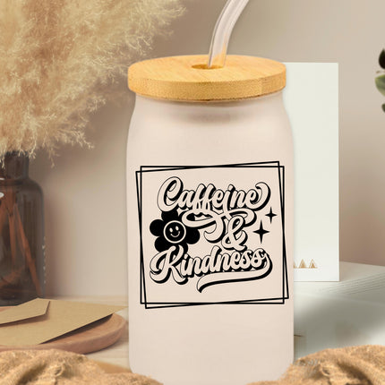 Caffeine and Kindness Glass Can Tumbler