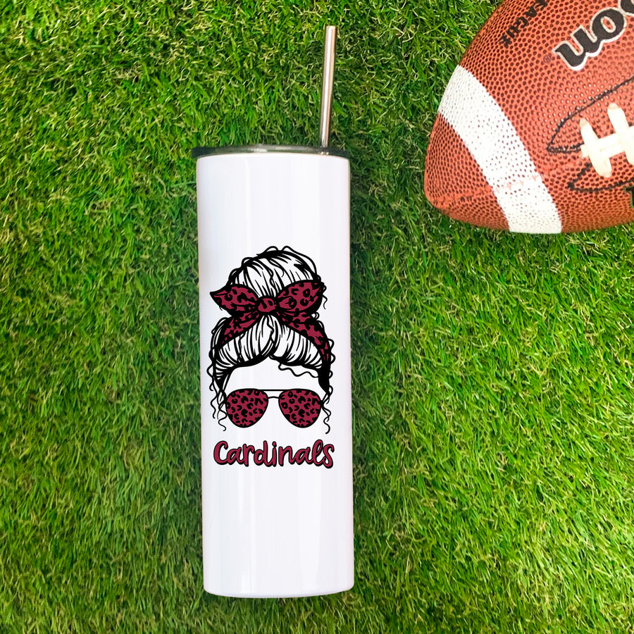 Cardinals Leopard Bun Skinny Tumbler