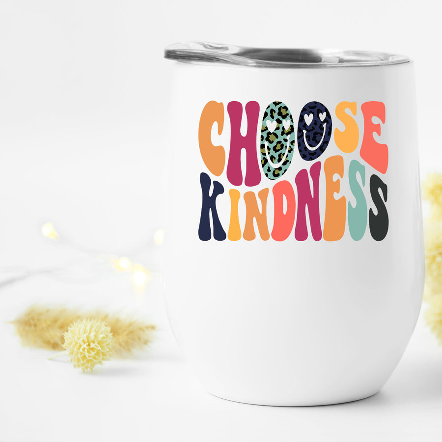 Choose Kindness Retro Smiley Wine Tumbler