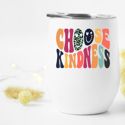 Choose Kindness Retro Smiley Wine Tumbler