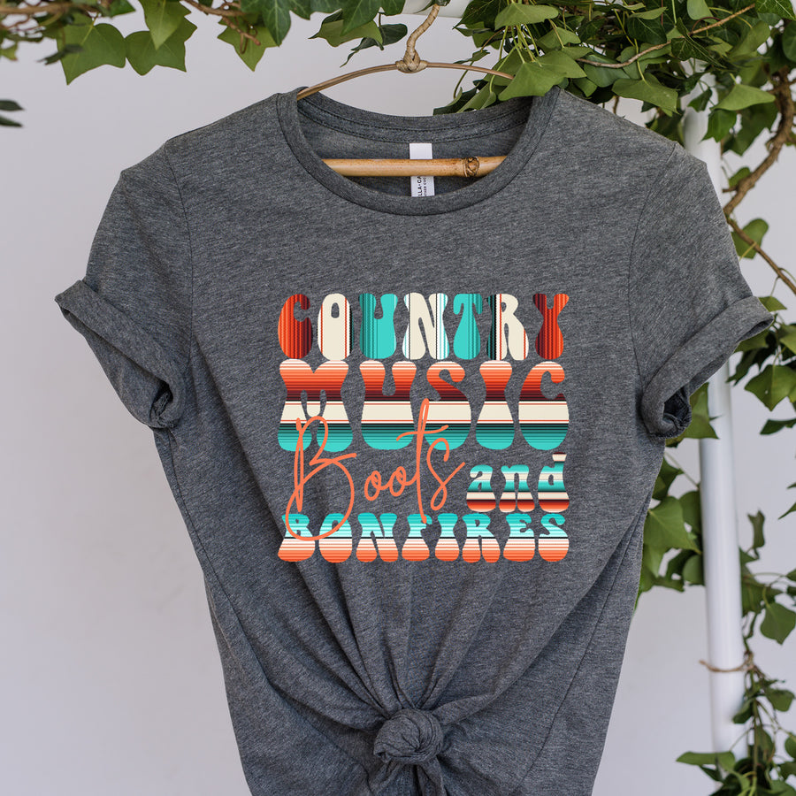 Country Music Boots And Bonfires Unisex T-shirt