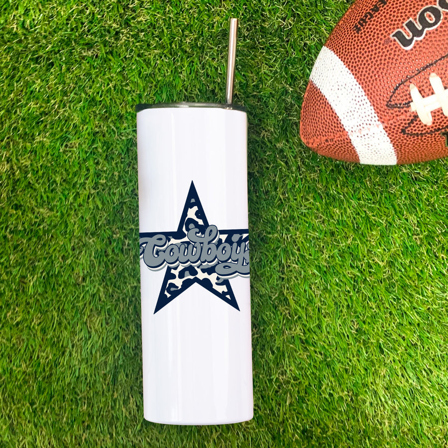Cowboys Leopard Star Skinny Tumbler