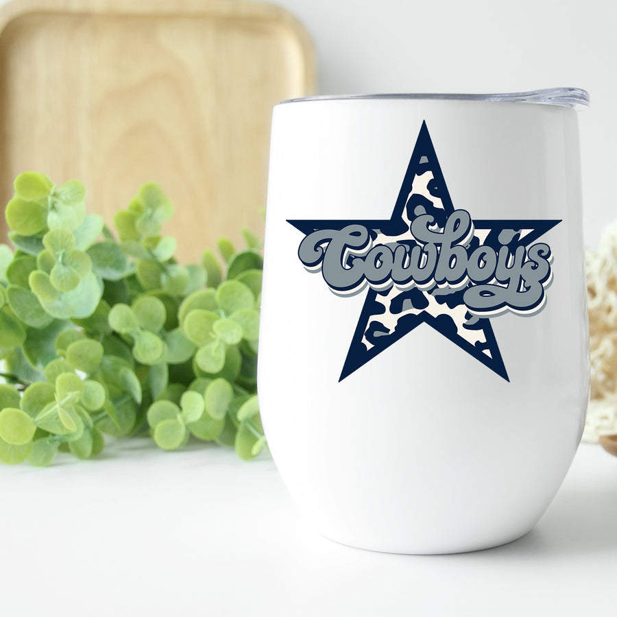 Cowboys Leopard Star Wine Tumbler