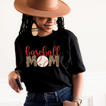Leopard Baseball Mom T-shirt
