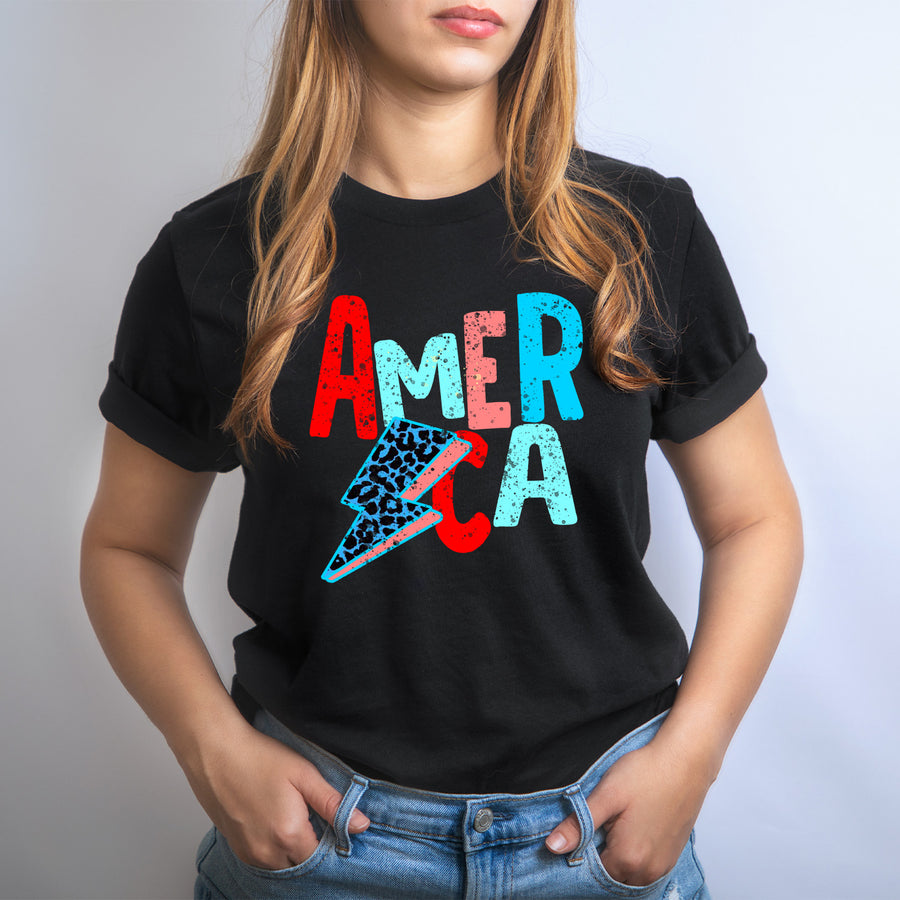 America Distressed Lightening Bolt Unisex T-shirt