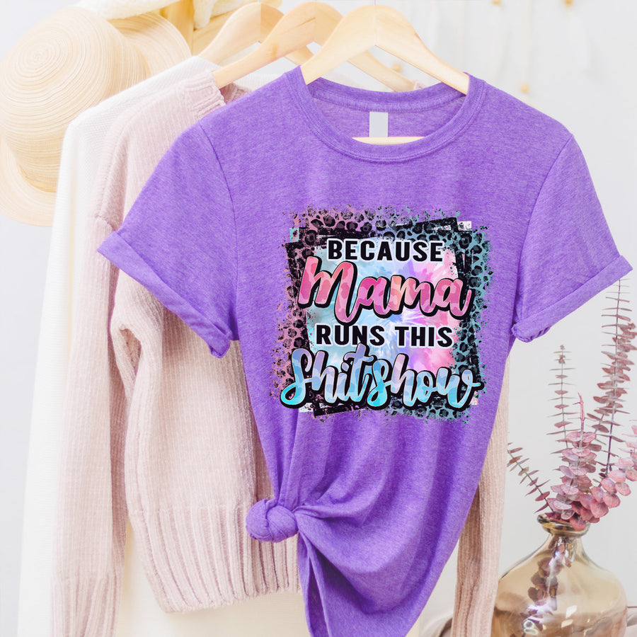 Leopard Mama Runs This Shit Show T-shirt