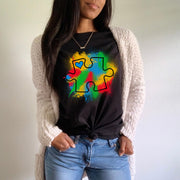 Painted Autism Awareness Puzzle Piece T-shirt