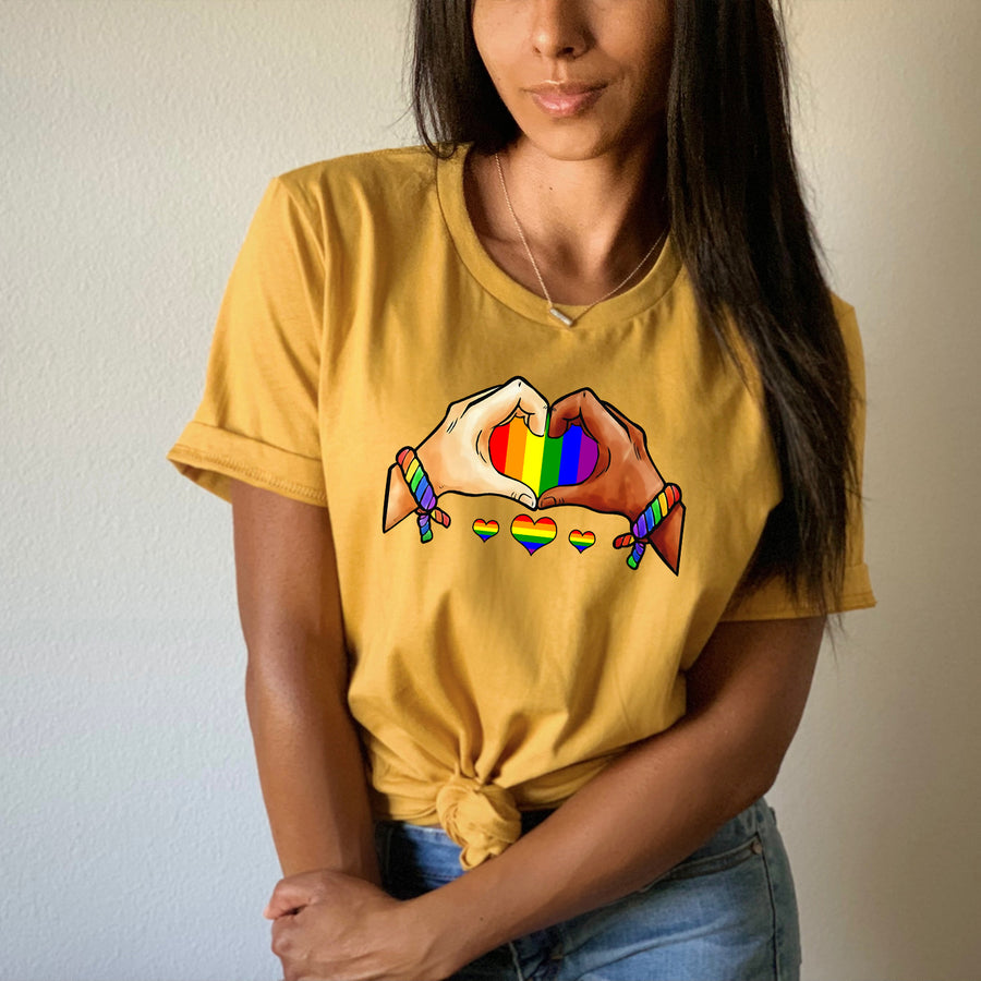 Rainbow Heart Hands Unisex T-shirt