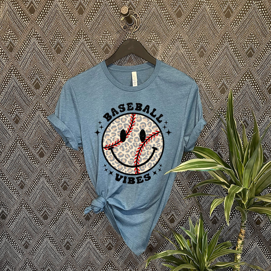 Baseball Vibes Smiley Face Unisex T-shirt