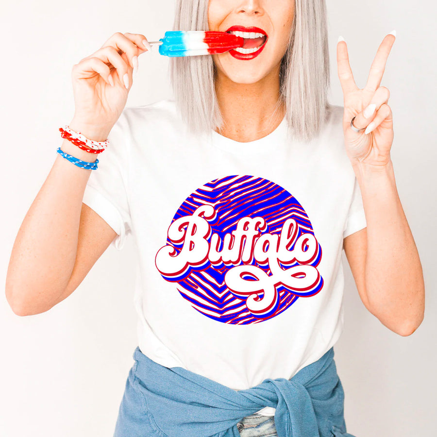 Retro Zubaz Buffalo Print T-shirt