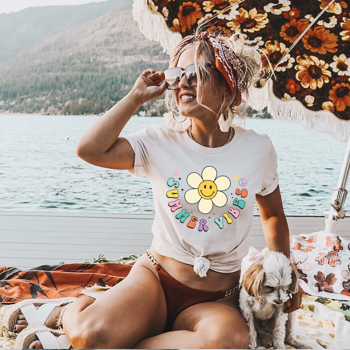 Smiley Face Summer Vibes T-shirt