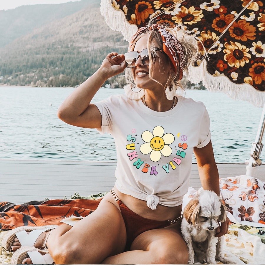 Smiley Face Summer Vibes T-shirt