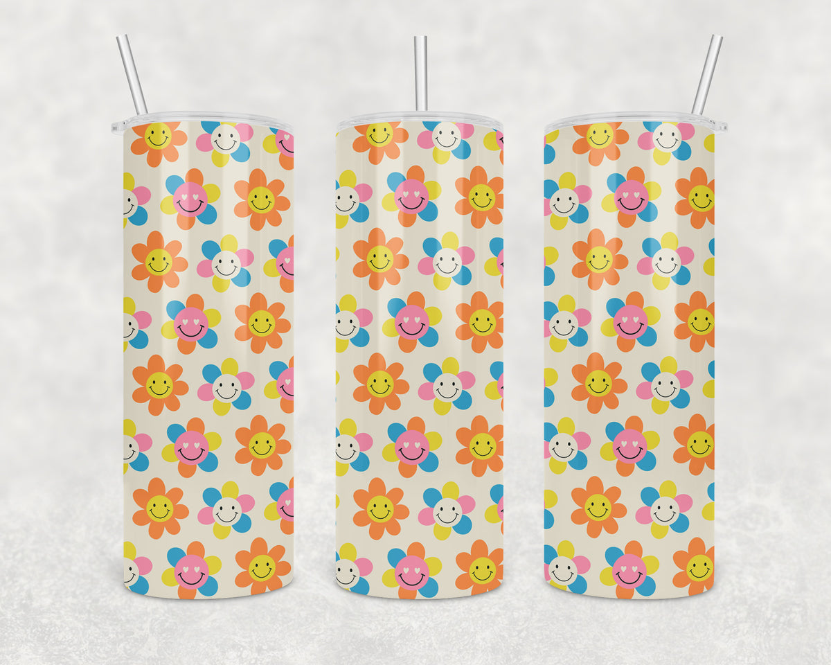 Daisy Smiley Faces 20oz Skinny Tumbler