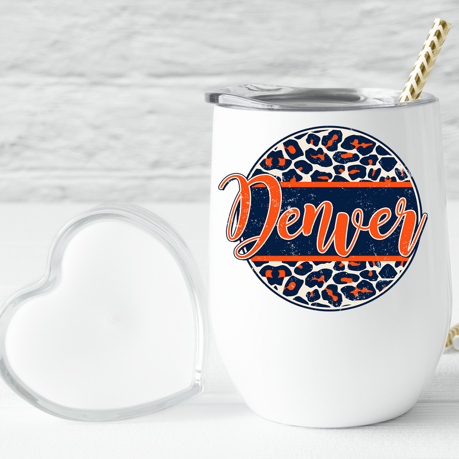 Denver Distressed Leopard Circle Wine Tumbler