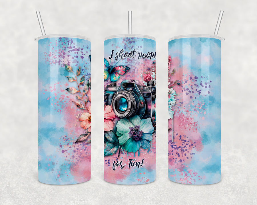 Floral Camera 20oz Skinny Tumbler