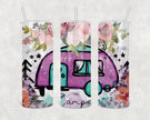 Floral Happy Camper 20 oz Skinny Tumbler