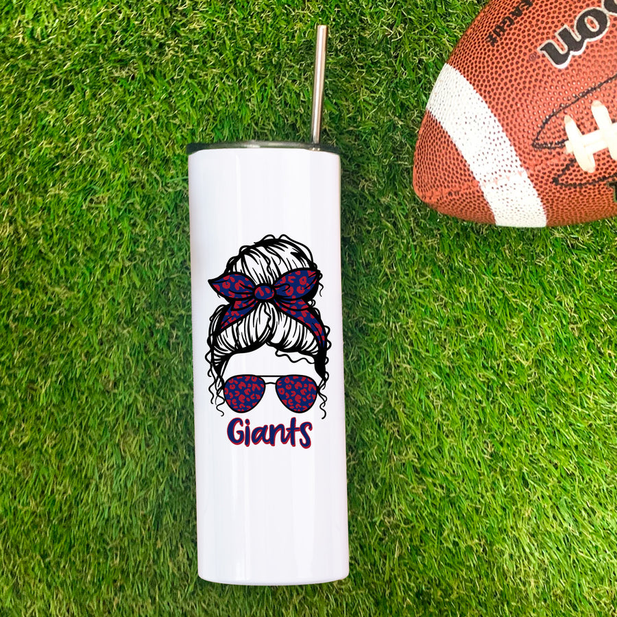 Giants Leopard Messy Bun Skinny Tumbler