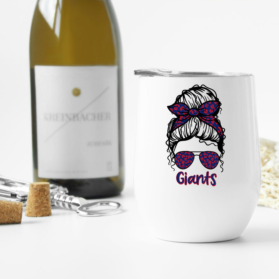 Giants Leopard Messy Bun Wine Tumbler