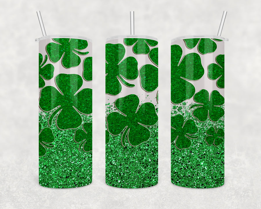 Glitter Clover 20oz Skinny Tumbler