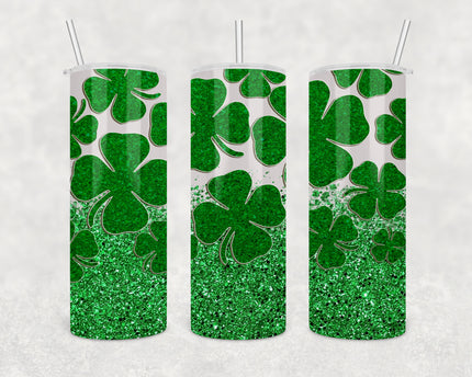 Glitter Clover 20oz Skinny Tumbler