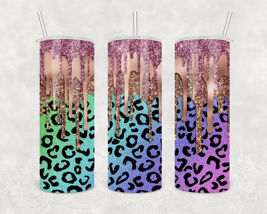 Glitter Leopard Skinny Tumbler