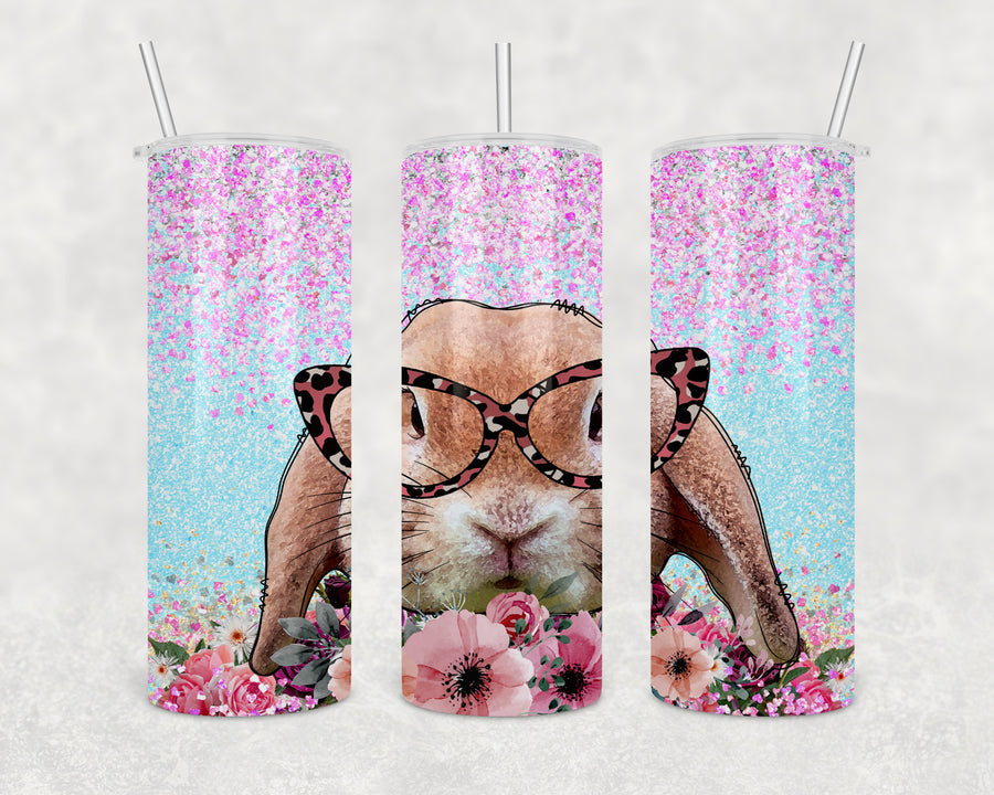 Glitter Leopard Easter Bunny 20oz Skinny Tumbler