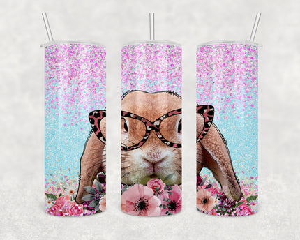 Glitter Leopard Easter Bunny 20oz Skinny Tumbler