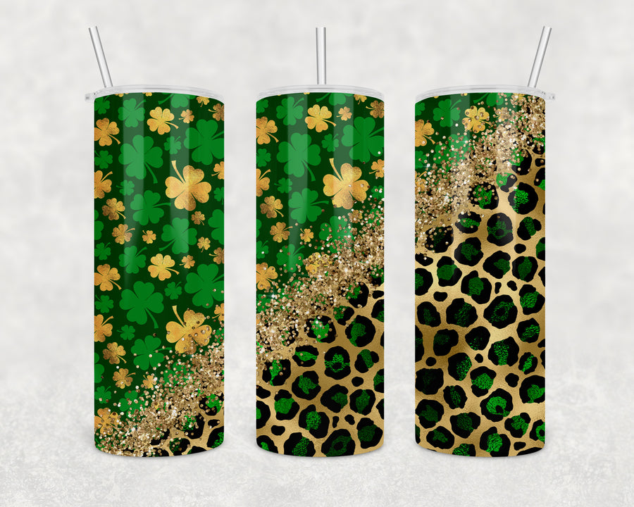 Gold Glitter Shamrock 20oz Skinny Tumbler
