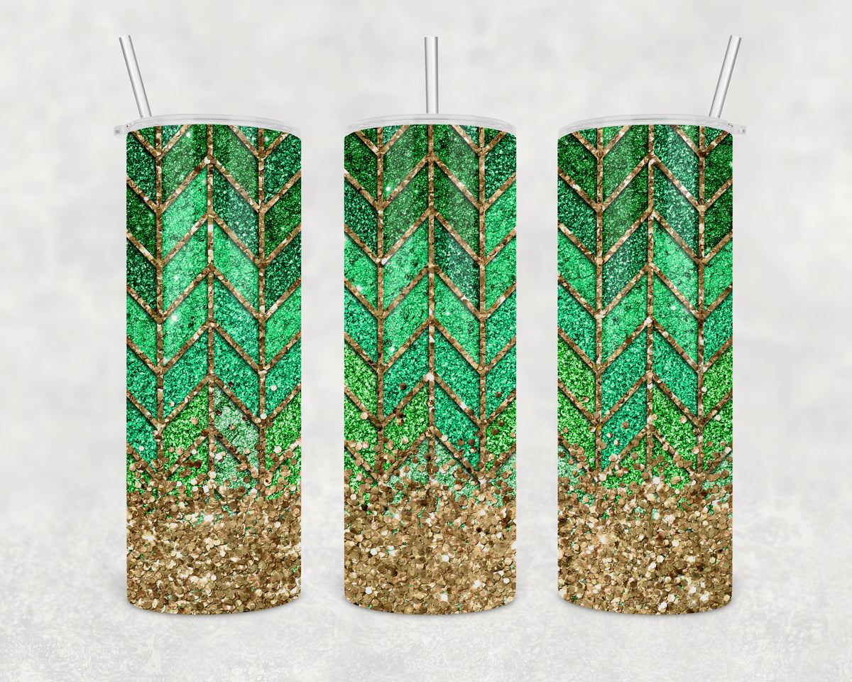 Green Boho Glitter 20oz Skinny Tumbler