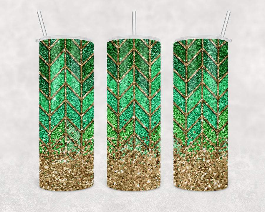 Green Boho Glitter 20oz Skinny Tumbler
