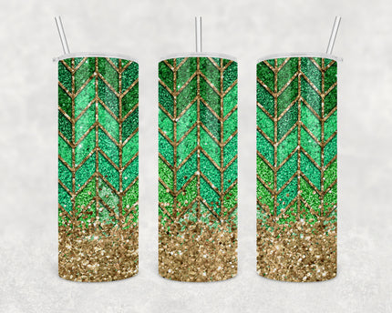 Green Boho Glitter 20oz Skinny Tumbler