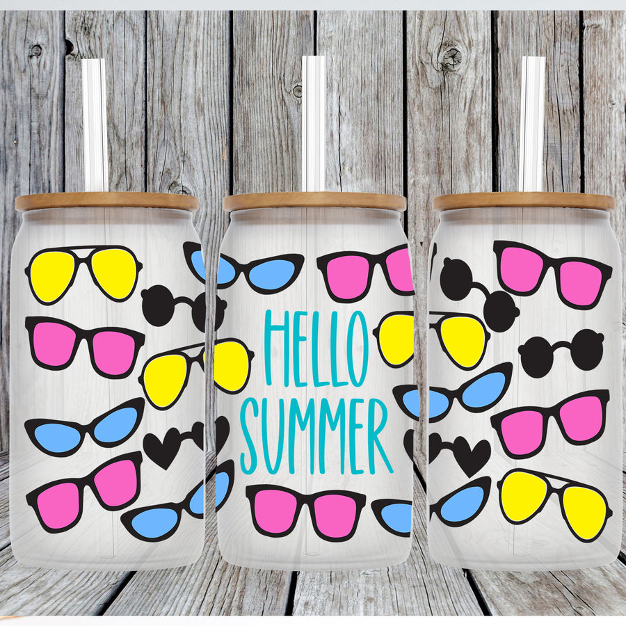Hello Summer Glass Can Tumbler