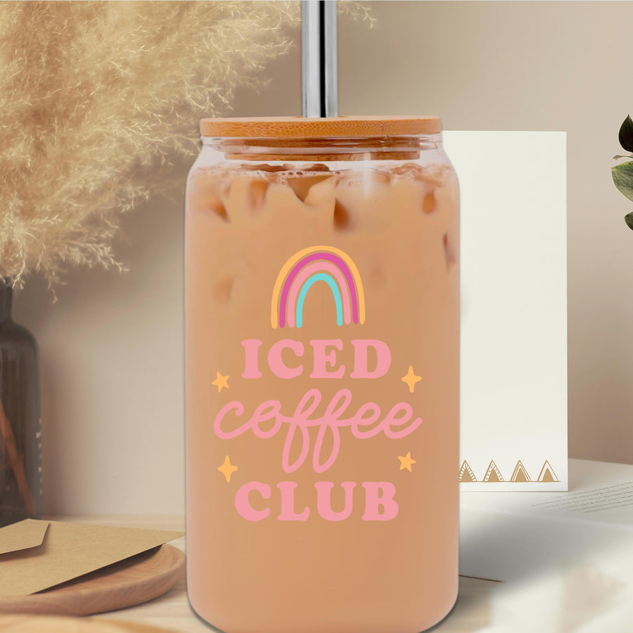 Iced Coffee Club Glass Can Tumbler