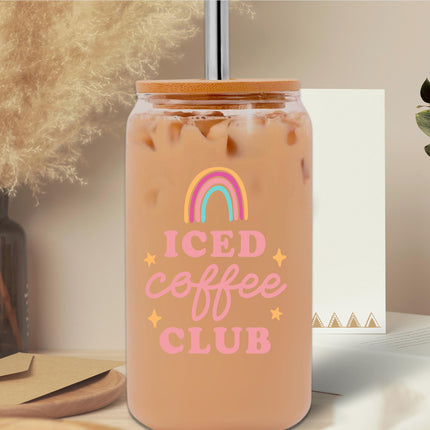 Iced Coffee Club Glass Can Tumbler
