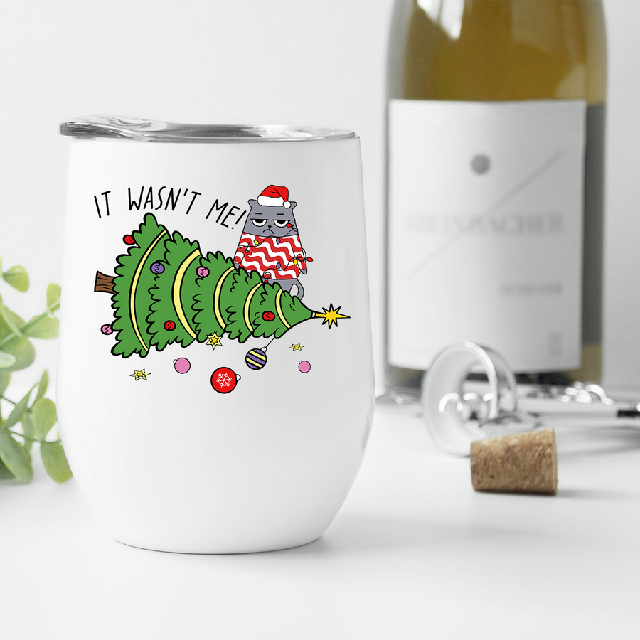 It Wasn't Me Kitty Wine Tumbler