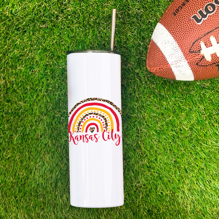 Kansas City Leopard Rainbow Skinny Tumbler