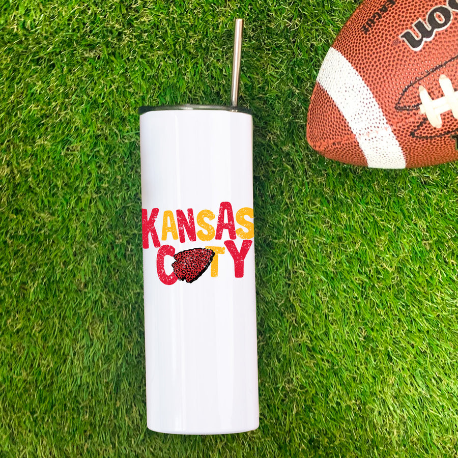 Kansas City Leopard Word Art Skinny Tumbler