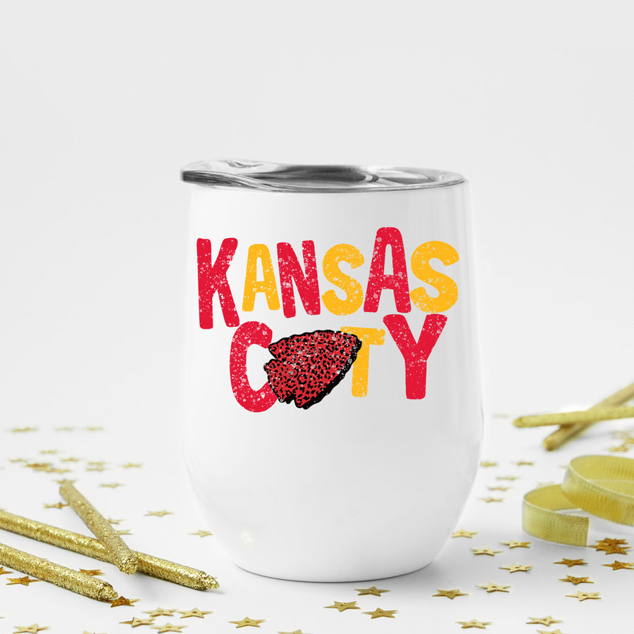 Kansas City Leopard Word Art Wine Tumbler