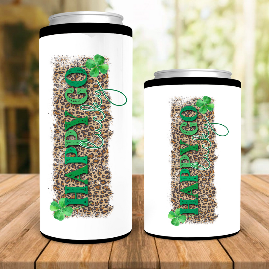 Leopard Happy Go Lucky Can Cooler