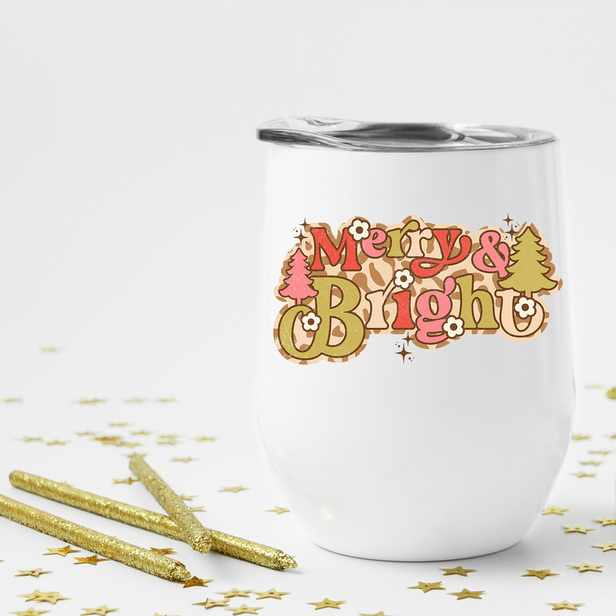 Leopard Merry & Bright Wine Tumbler