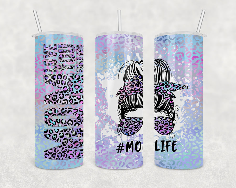 Leopard Mom Life Skinny Tumbler