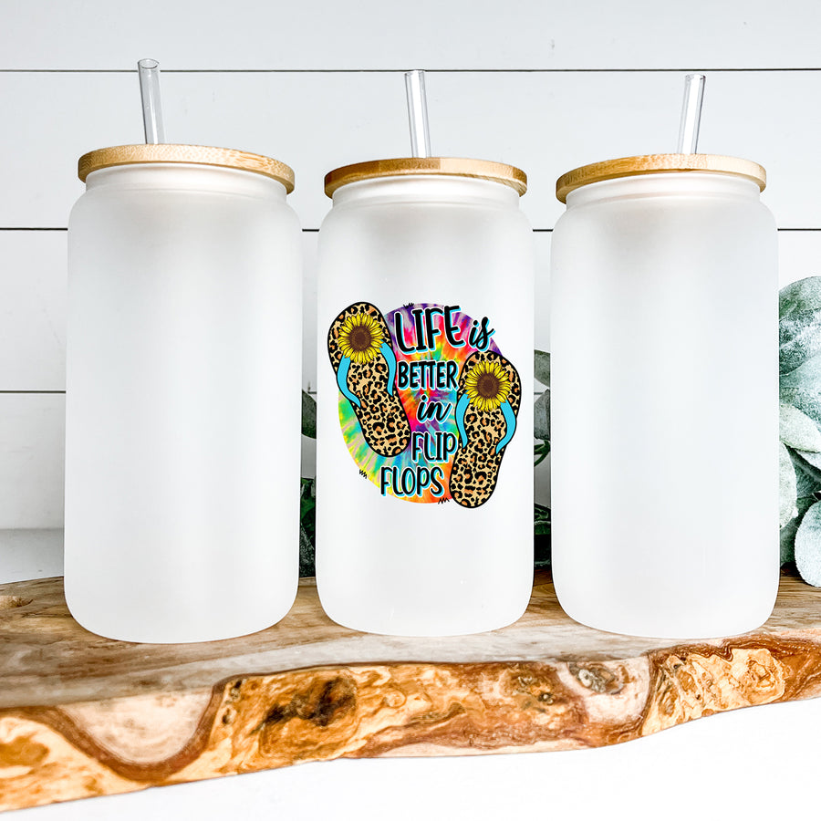 Life is Better in Flip Flops Glass Can Tumbler