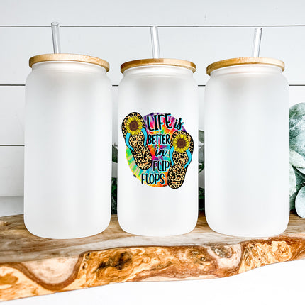 Life is Better in Flip Flops Glass Can Tumbler
